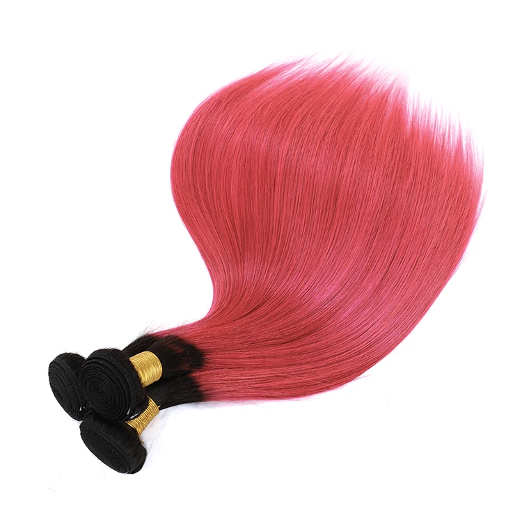 Ombre 1b/Pink# Straight Products Virgin Brazilian Hair, Wholesale Malaysian Virgin Hair
