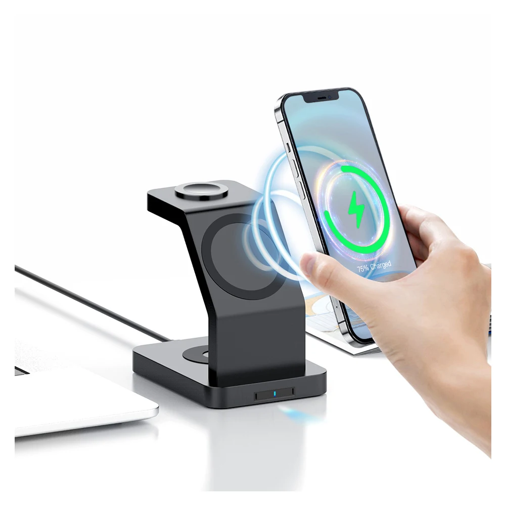 
2021 Newest 15W Multifunctional 3 in 1 Magnetic Wireless Charger Holder Dock for Apple Device 