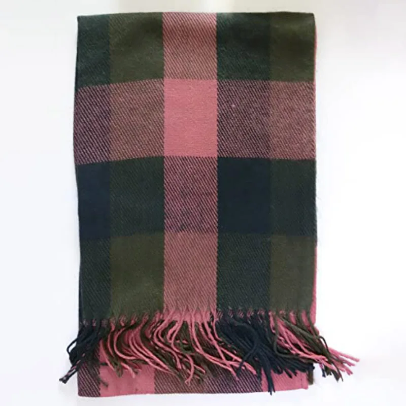 Manufacturer Custom Fashion Long Big Grid Winter Warm Lattice Large Women Shawls