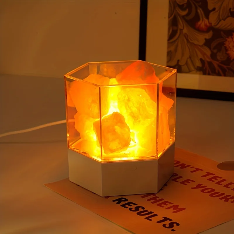 LED Natural Himalayan Crystal Salt Rock Lava Night Lights USB Decorative Table Lamp