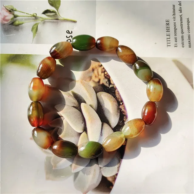 New arrivals crystals healing stones jewelry natural colorful moss agate quartz crystals elastic bracelet for women gift
