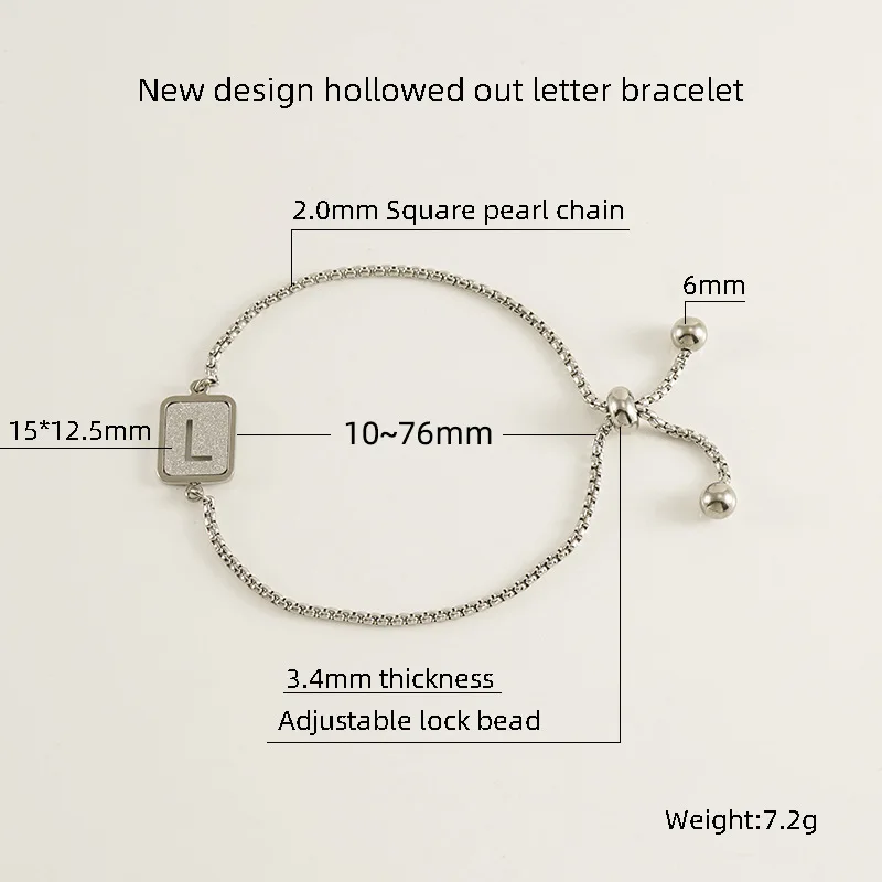 Titanium steel sanded 26-letter bracelet Stainless steel plated 18-karat gold hollow-out adjustable bracelet bracelet for women