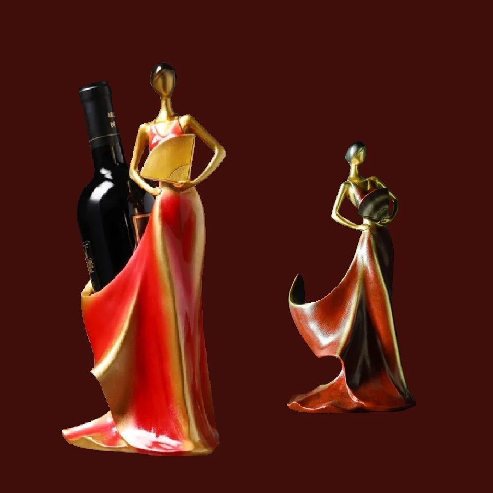 2022 Nordic Wine Rack Hotel Bar Wine Holder Fitting Cabinet Decoration Simple Beauty Girl Resin Wine Rack