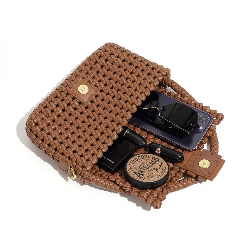 European braided bag tote handbags for women handmade versatile underarm bag windmill knot  advanced sense crossbody bag