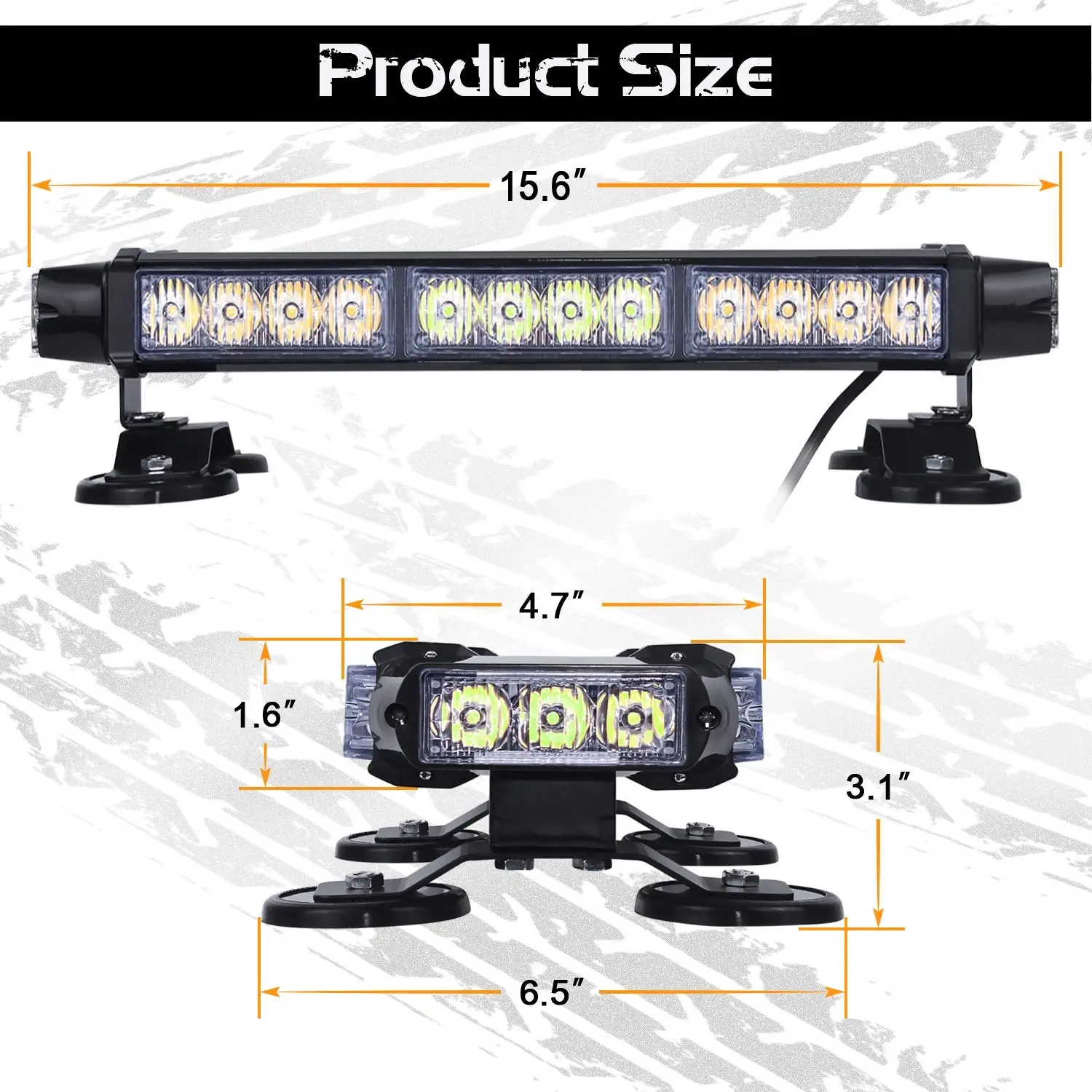 Hot Magnetic Chassis LED Flash Scintillation Light Bar Double Side 30 High Strength Emergency Hazard Warning Lighting