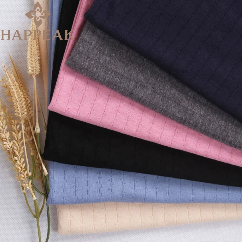 HAPPEAK High Grade Polyester Cotton Rib Knit Fabric Solid Color Breathable Pointelle Fabric For Baby Onesie