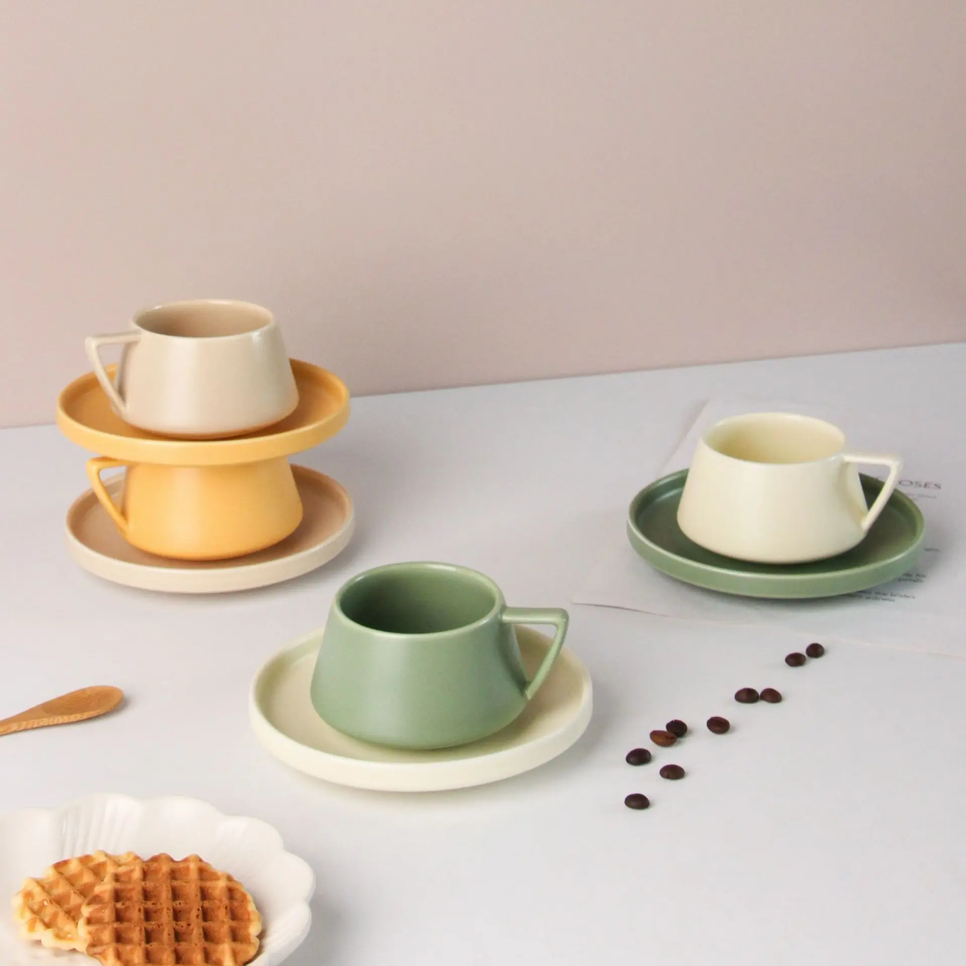 creative nordic ins simple aesthetic korean ceramic milk coffee mugs cup and saucer set