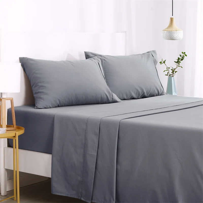 Alibaba Hot Sale America Style 3pcs King Queen Twin Size Cotton Microfiber  Sheet Set