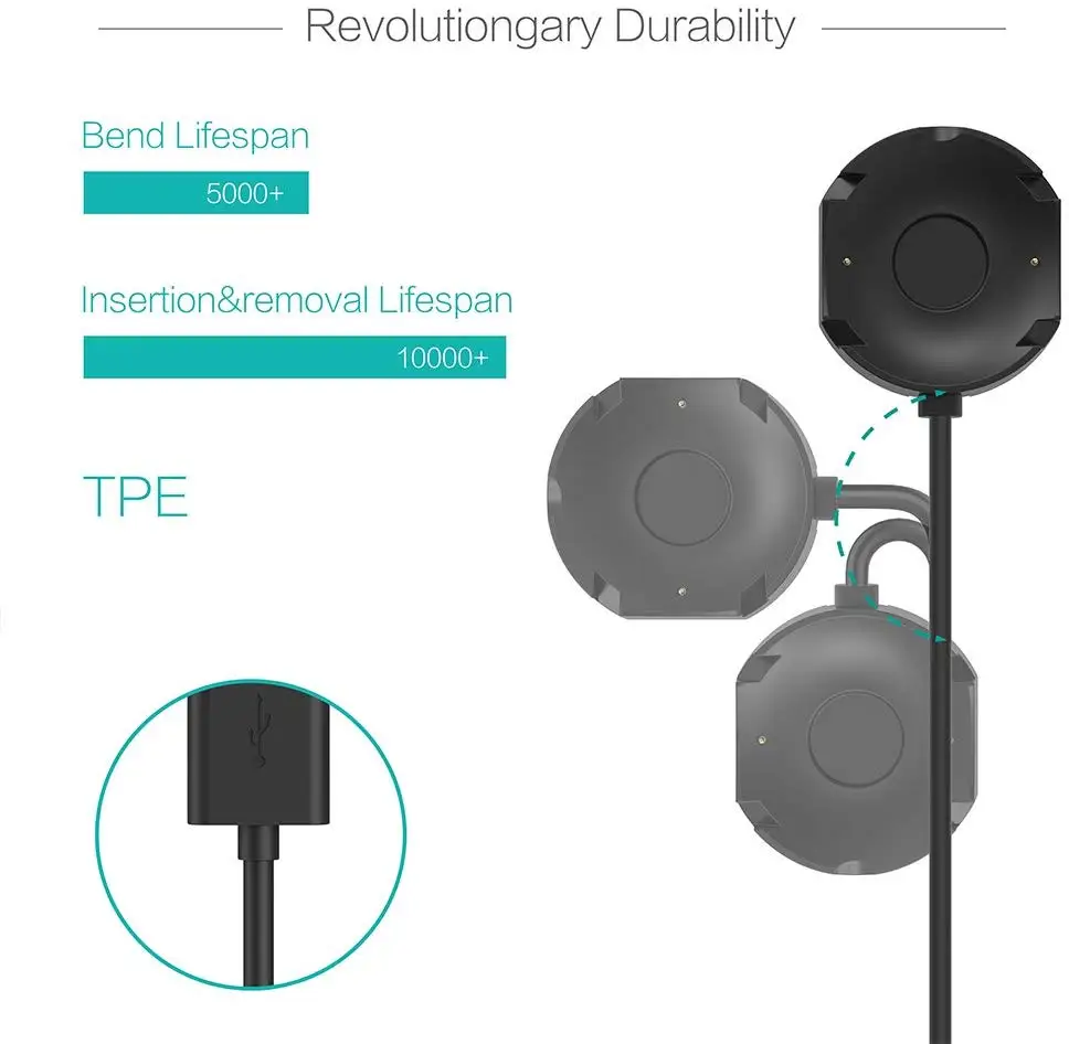  Зарядное устройство для смарт-часов Nokia Steel HR (не часов HR)- USB-кабель зарядки 100 см-аксессуары