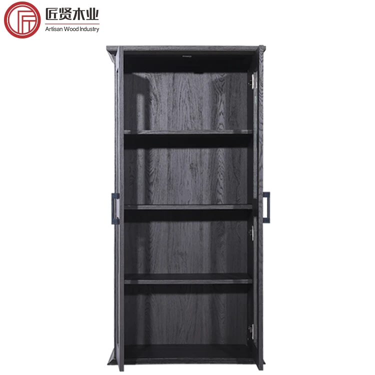 Home Office Bookcase Wooden Storage Book Rack Display Cabinet Modern Library Book Shelf with Glass Door