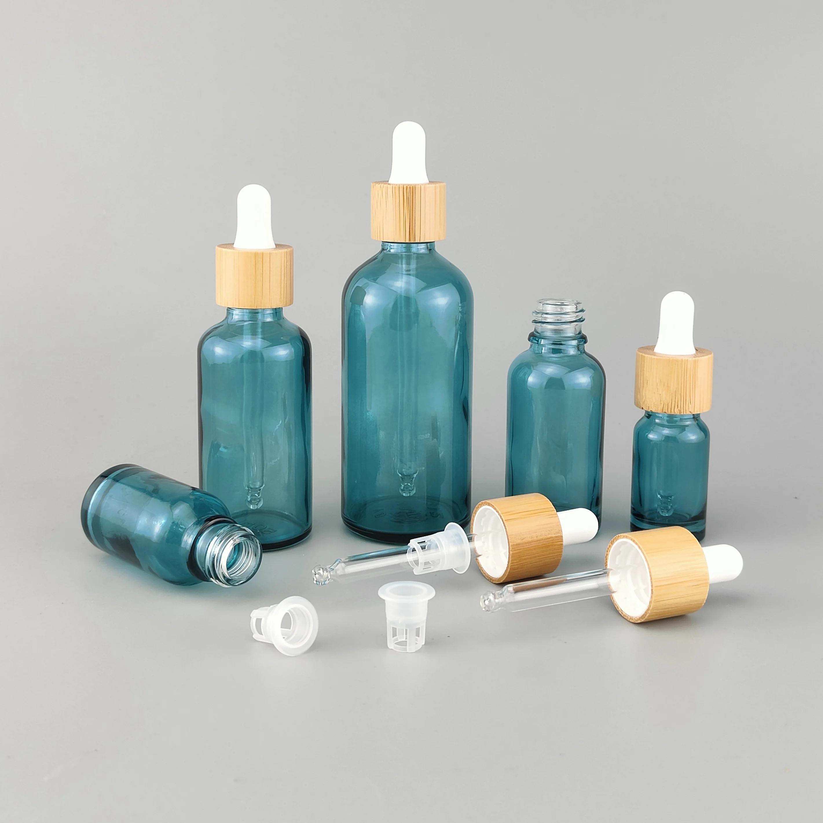 18mm bamboo dropper cap cosmetic dropper serum dropper with glass pipette and wiper plug for essential oil bottle