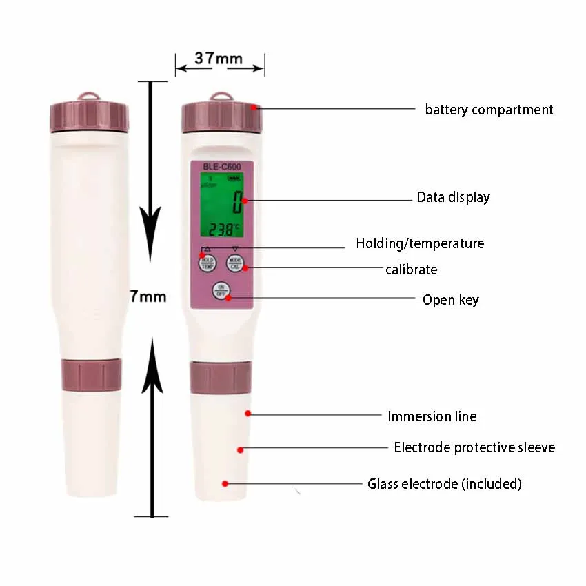 7-in-1 Bluetooth water quality tester APP controls ORPTDS salinity ph meter to detect laboratory aquariums