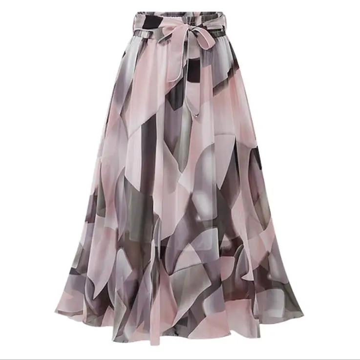 
Wholesale Patterns Printed Full Long Chiffon Skirt 