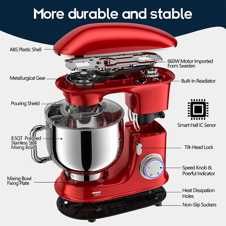 Household Auto Pastry Dough Mixer Free Spare Parts Stainless Steel Spiral Mixer Dough