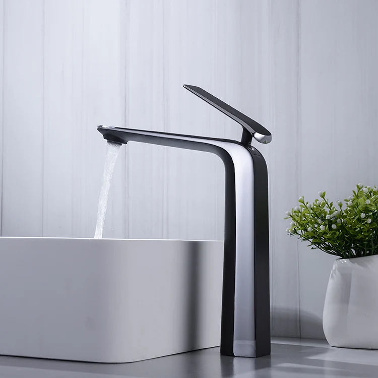 China Factory Custom Design Brass Wash Water Tap Copper Basin Mixer Taps Tall Bathroom Faucet