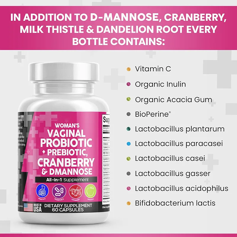 Premium Quality Oem Health Care Products Probiotic Capsule With  Vitamins/ D-Mannose/ Cranberries For Ladies