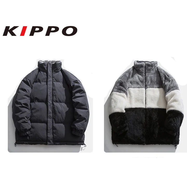 Unisex sports winter jacket Reversible padding jacket   stand-up collar  thickened down  shepra  fleece coat reversible jackets