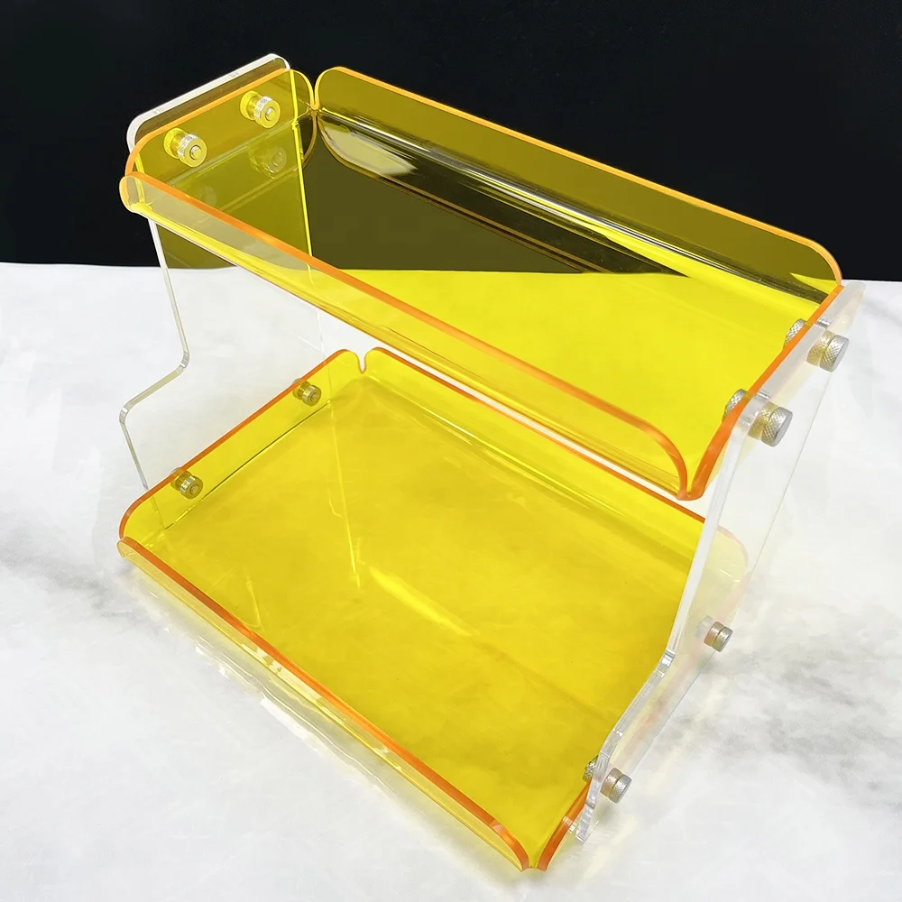 Customized OEM & ODM 2 Layers Acrylic Home Storage Shelf Makeup Cosmetic Storage Organizer Acrylic Organizer