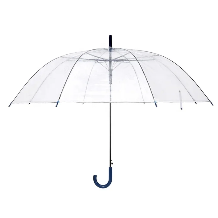 27 Inch Cheap  Transparent Clear Straight Umbrella with logo prints