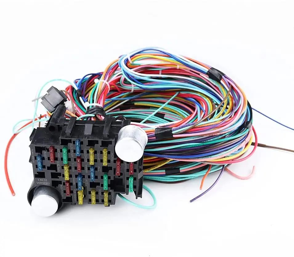 Wiring Harness KIT 21 Circuit Long Wires Standard Color Wiring Harness Kit Replacement for Chevy Mopar Hotrods Ratrods Ford Chry