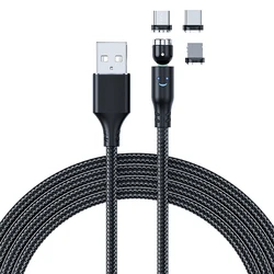 Новое поступление 3 в 1 светодиодный Магнитный зарядный USB-кабель вращающийся на 540 градусов Магнитный кабель