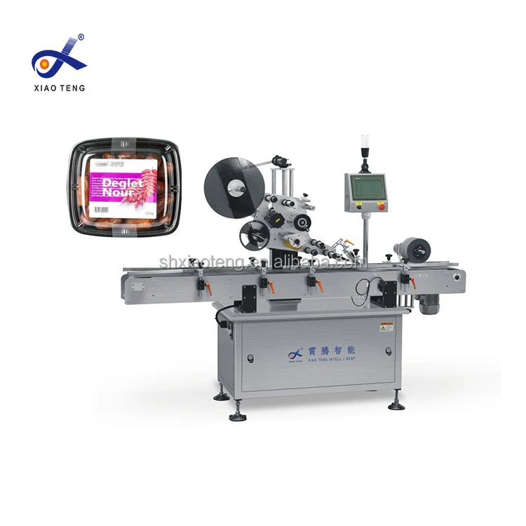 Egg carton plastic trays automatic assembly self adhesive sticker plane side surface labeling machine