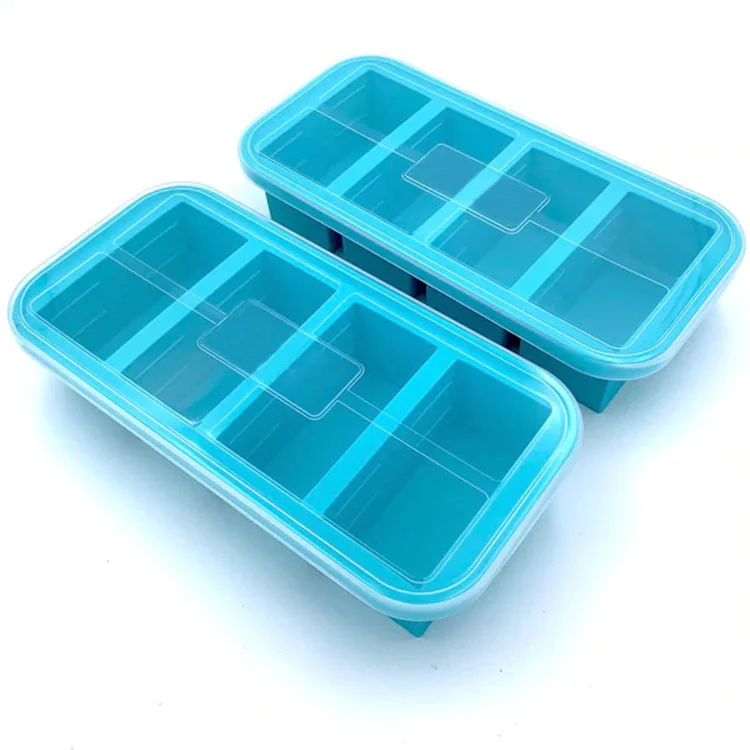Hot Selling Freeze Soup  or Sauce Makes 4 Perfect 1cup Portions Large Silicone Tray with Lid