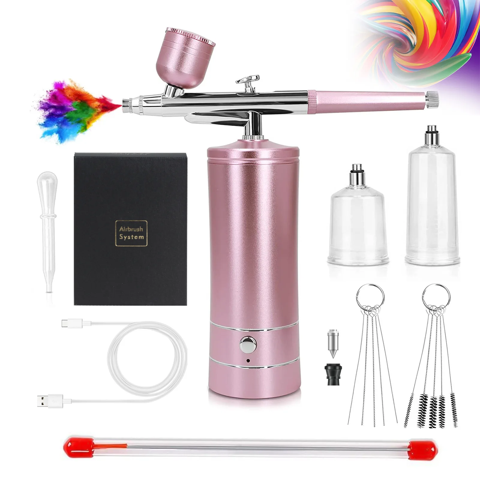 Foretrend Custom New Makeup Airbrush Machine Spray Gun Facial Airbrush Set Nail Airbrush For Make Up Nail Art Paint
