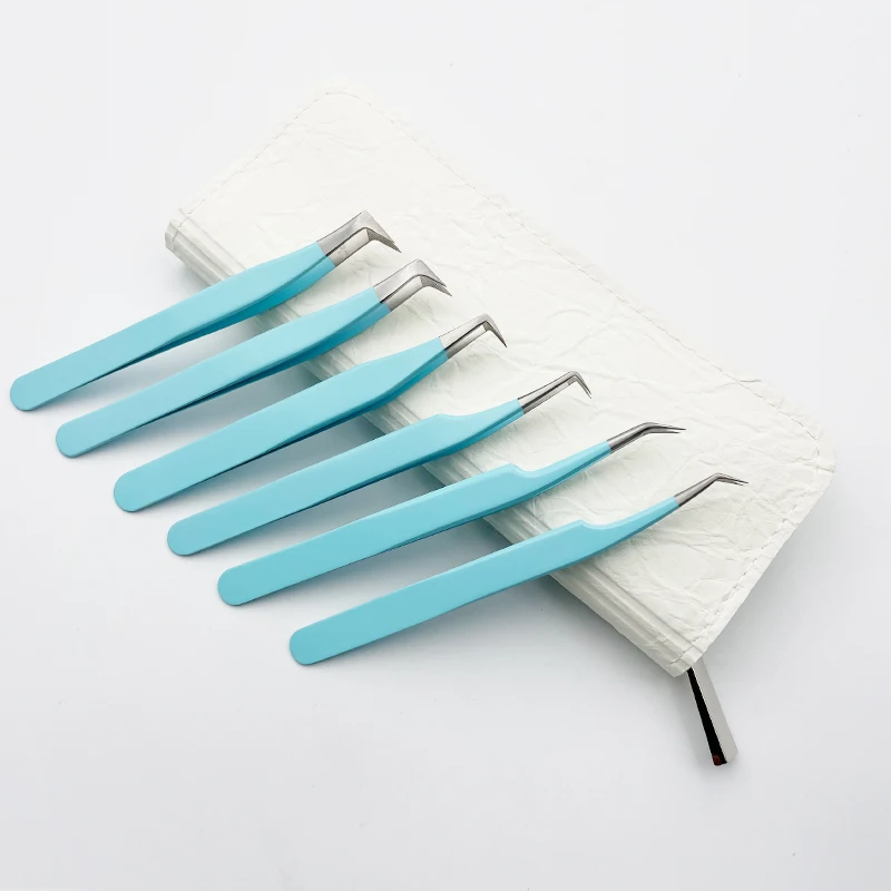 Eyelash Extension Tweezers Set,Fiber Tip Volume Tweezers Curved 45 90 Degree Angled Volume Lash Tweezers