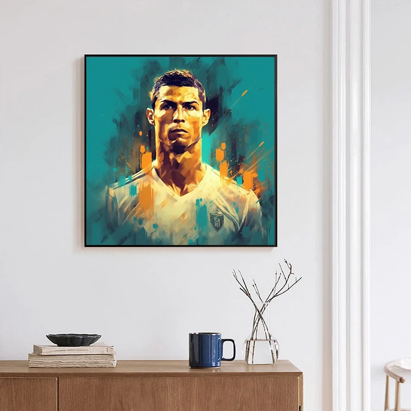 Crystal Porcelain Painting Picture Wall Poster Football Star Ronaldo Print Painting Soccer Star Living Room Decoration