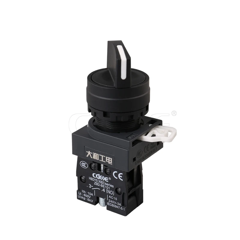 22mm 1no plastic black shell rotary power button switch 2 position steel for mechanical