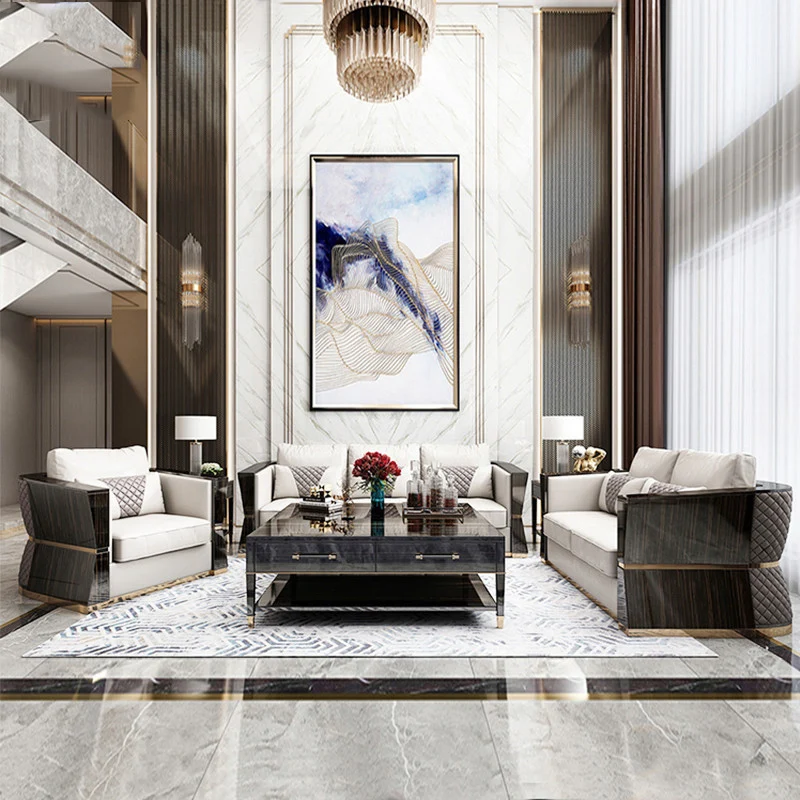 Итальянская кожаная роскошная мебель для гостиной, современный набор для гостиной