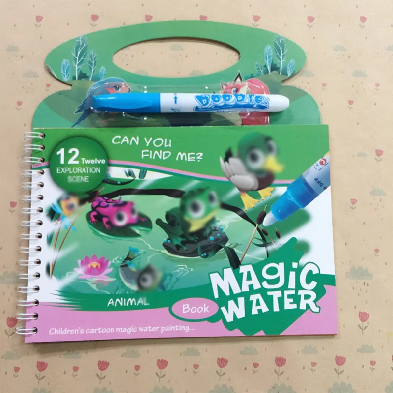 Girls 2-4 Years Set Gift Box Reusable Magic Water Coloring Books Educational Water Doodle Painting Drawing Toys