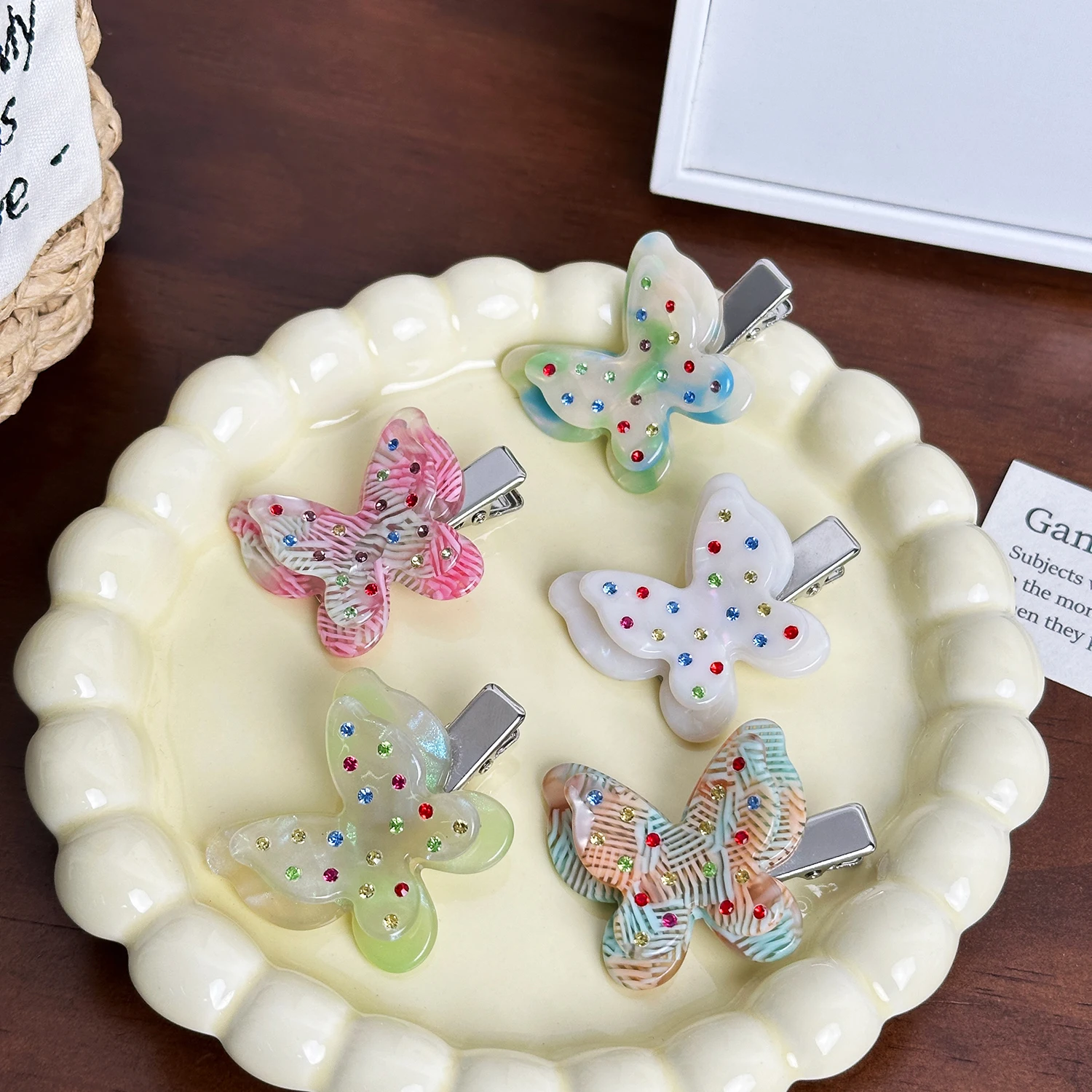 Dowell New Hot Sales High Quality Kawaii Butterfly Rubber Hair Tie for Kids Sweet Style Bow Hair Rope Band for Girls