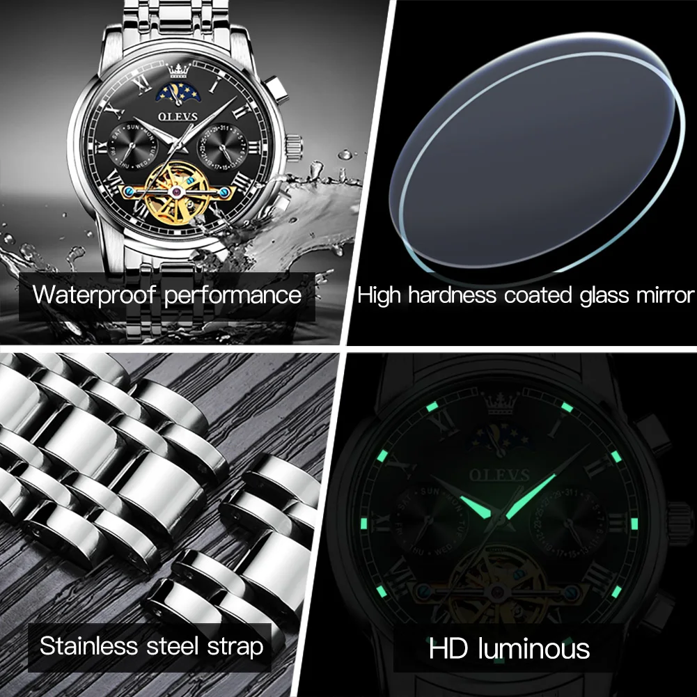Мужские наручные часы OLEVS 6617 автоматические механические Montre Homme модные деловые