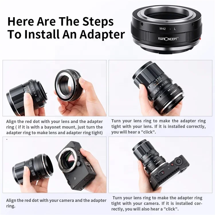 K&F Concept High Precision Lens Mount Adapter Compatible with M42 Lens to Leica L Camera Body