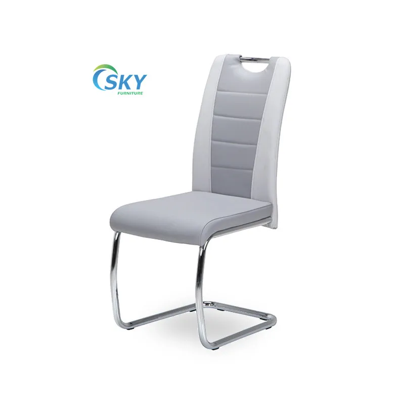 SKY new design mix color leather high back chair bow shaped chrome leg dining chair