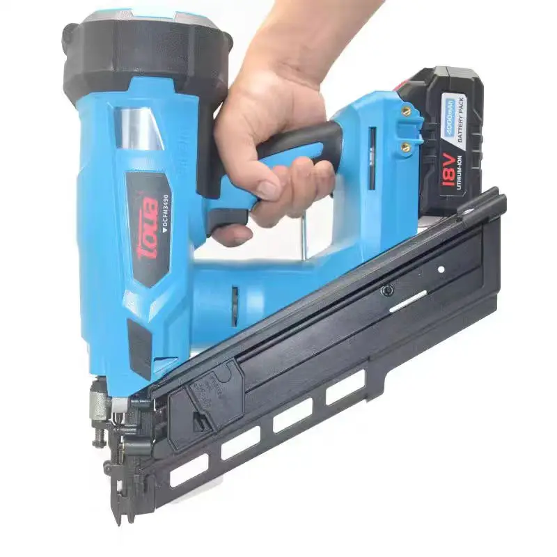 TOUA DCFN3490 21V Battery 34 Degree 2 to 3 1/2 Inch 50 - 90mm Heavy Duty Cordless 1st Fix Nail Gun Framing Nailer for Wood