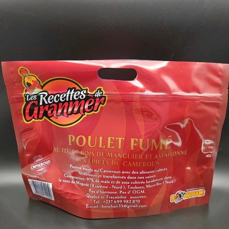 Personalised printed ziplock rotisserie roasted chicken packaging bag roasted grilled chicken stand up pouch with handle