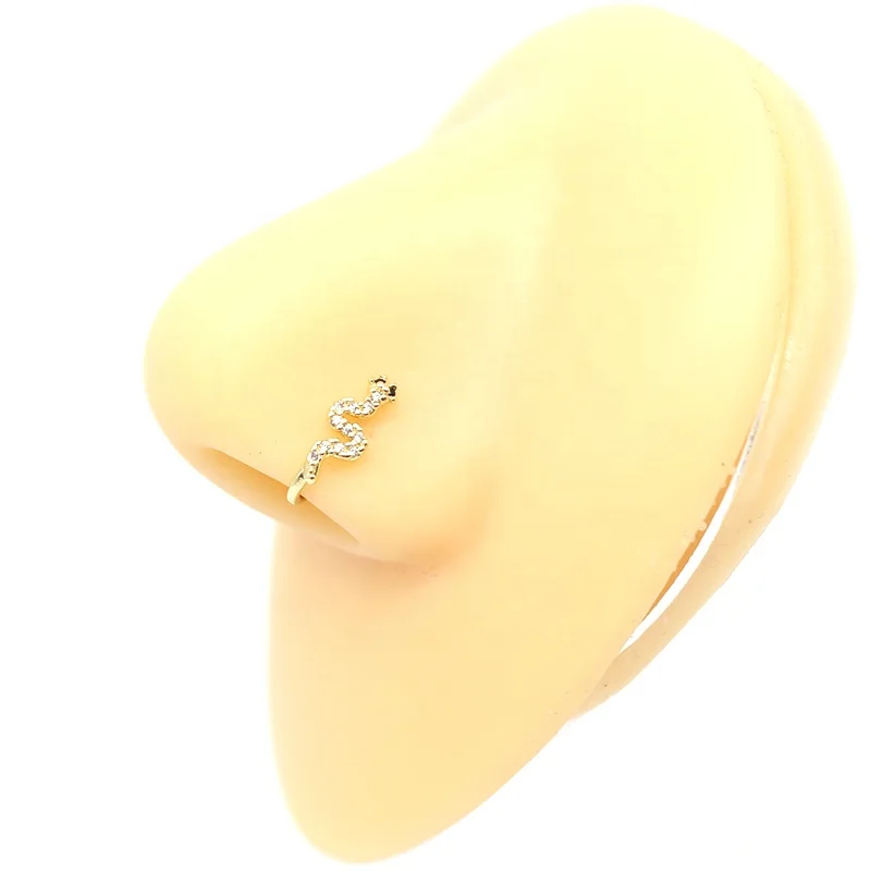Xjy OEM sexy nose ring snake nose cuffs  clip on nose hoop  CZ non piercing  jewelry for woman man