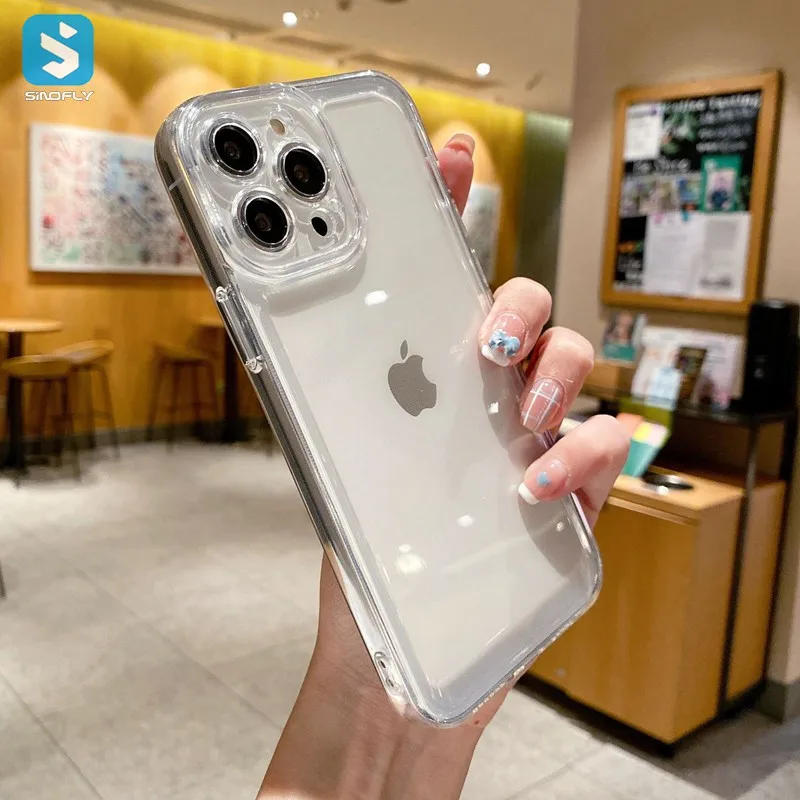 Clear Soft TPU Phone Case for iPhone 14 13 12 11 Pro Max Shockproof Lens Protection Back Cover for iPhone X XR XS Max 6 7 8 Case