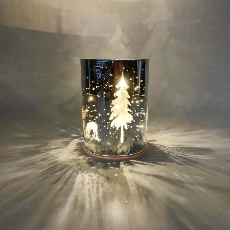 Led glass Light Box House Christmas Tree Star Deer Ornaments Lamp Cabin Pendant Xmas Gift Decor