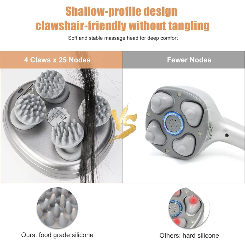 Removable Recharging Silicone Vibrating Waterproof Hair Head Massage Deep Cleaning Scalp Massager