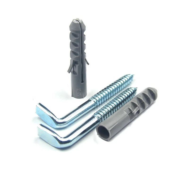 2021 New design 2pcs/polybag grey plastic anchor with flat angle square hook kit