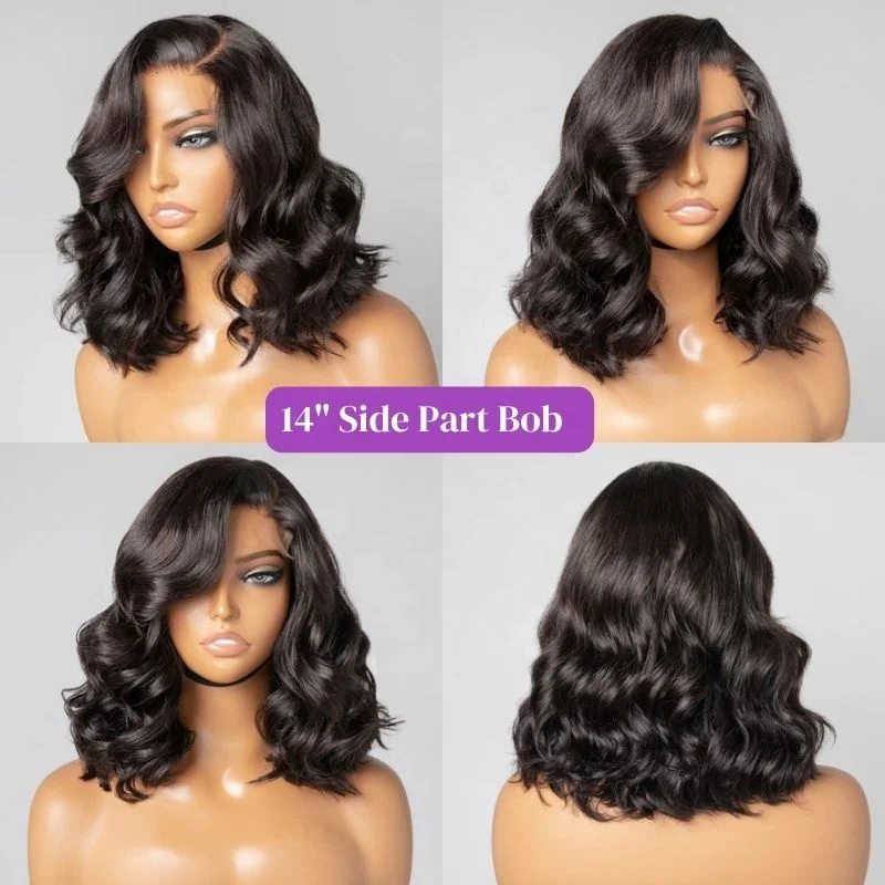 Wholesale Brazilian Human Hair Bob Wig, Short Part Bob Wigs Human Hair Lace Front, HD Glueless Lace Frontal Human Hair Wigs