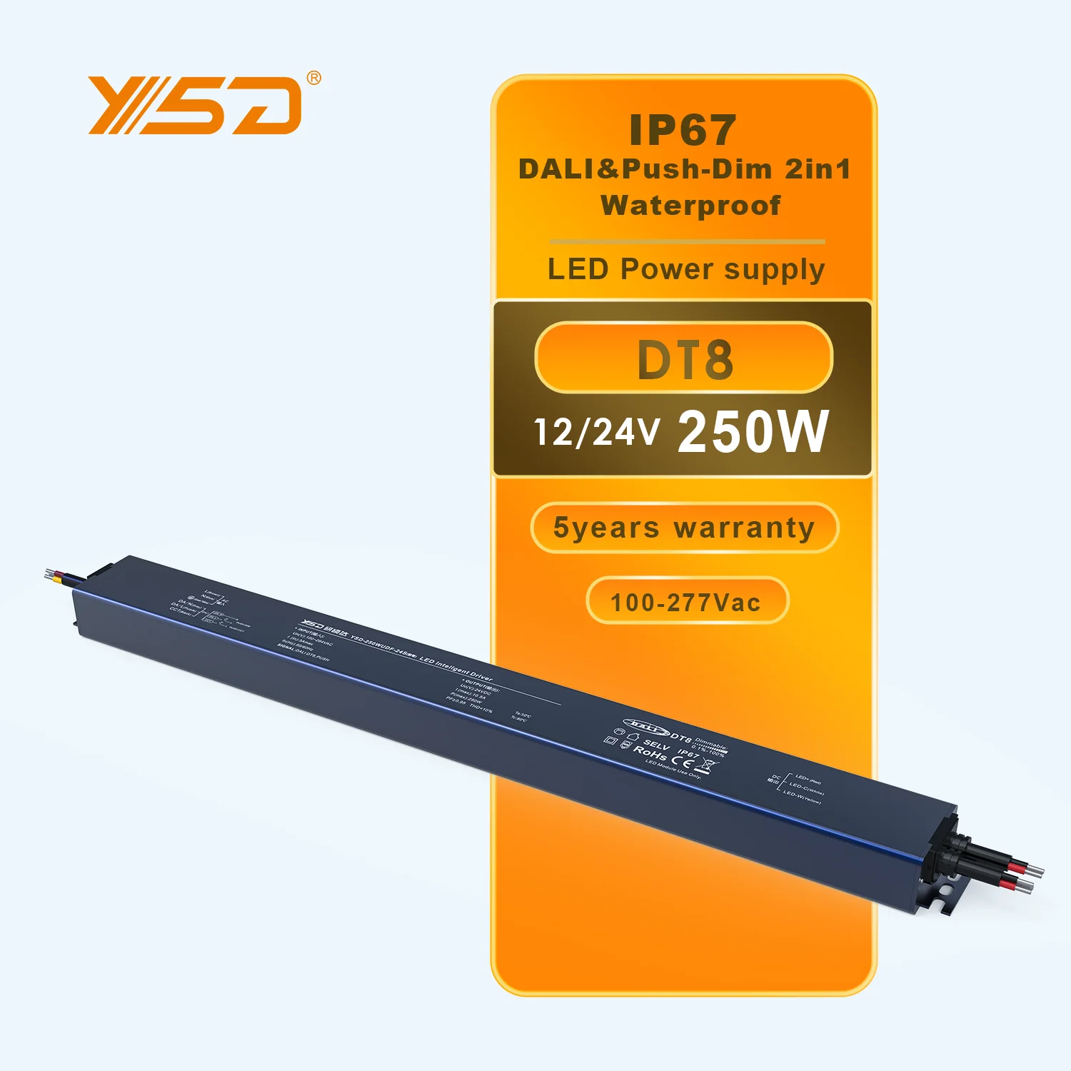 250w Dali-2 Dimming 24v 10.5a 100w Constant Voltage Waterproof Dali Push Led Driver Dali Push Led Driver DT8 DT6