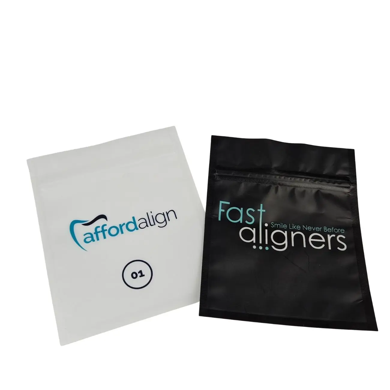 Custom Printed Teeth Home Clear Aligners Mylar Packaging Bags With Reusable Zipper Retainers Flat Bags For Clear Aligner