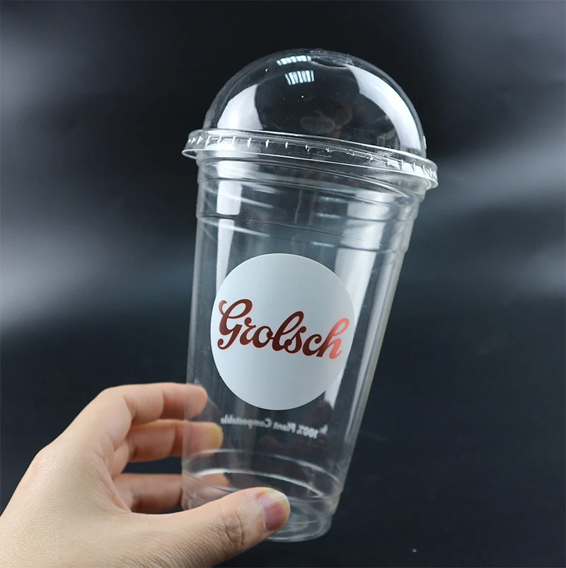 12 унций 16 унций 20 унций биоразлагаемая прозрачная чашка для холодного питья с крышкой