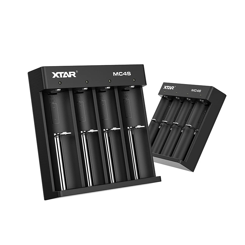 Xtar MC4S Type C Nimh Nicd 1.2v Aaaa Aaa Aa a Sc C 3.7v 18650 21700 26650 Battery Charger 4 Slots Rechargeable Cell Charger