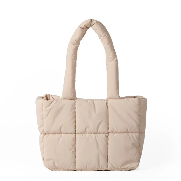 2024 Trendy New Trend Puff Shoulder Bag Down Nylon Puff Hand Bag Student Casual Space Cotton Tote Bag For Girls
